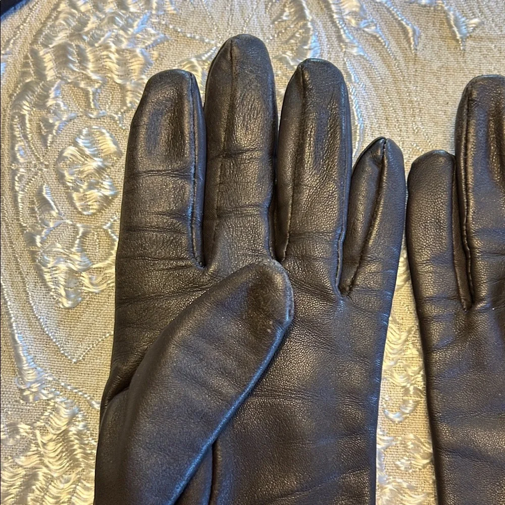 Fownes Women's Elegant Dark Brown Leather Gloves with Plush Fur Cuff; Size XL